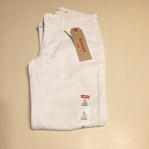 Levis 535 Super Skinny Knee Slit Cropped White Jeans